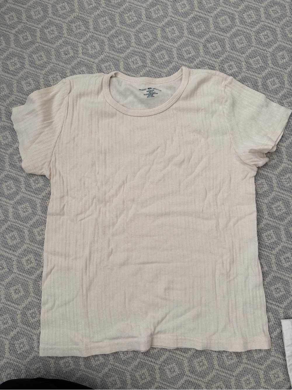 Brandy Melville Cream Ribbed Short Sleeve Tee